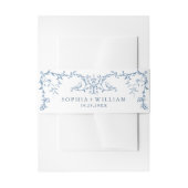 Elegante Victoriaans  Floral Dusty Blue Wedding Uitnodigingen Wikkel (Voorkant Voorbeeld)