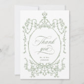 Elegante Victoriaans Floral Sage Green Wedding Bedankkaart (Voorkant)