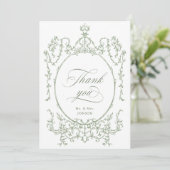 Elegante Victoriaans Floral Sage Green Wedding Bedankkaart (Staand voorkant)