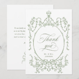 Elegante Victoriaans  Floral Sage Green Wedding Bedankkaart
