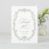 Elegante Victoriaans Floral Sage Green Wedding Bedankkaart (Staand voorkant)