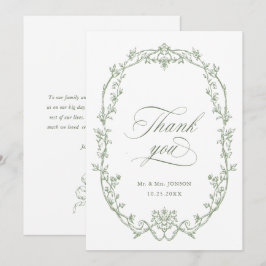 Elegante Victoriaans  Floral Sage Green Wedding Bedankkaart