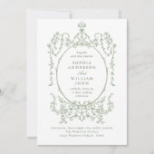 Elegante Victoriaans Floral Sage Green Wedding Kaart (Voorkant)