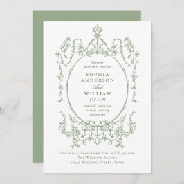 Elegante Victoriaans  Floral Sage Green Wedding Kaart