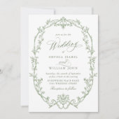 Elegante Victoriaans  Floral Sage Green Wedding Kaart (Voorkant)