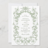 Elegante Victoriaans Floral Sage Green Wedding Kaart (Voorkant)