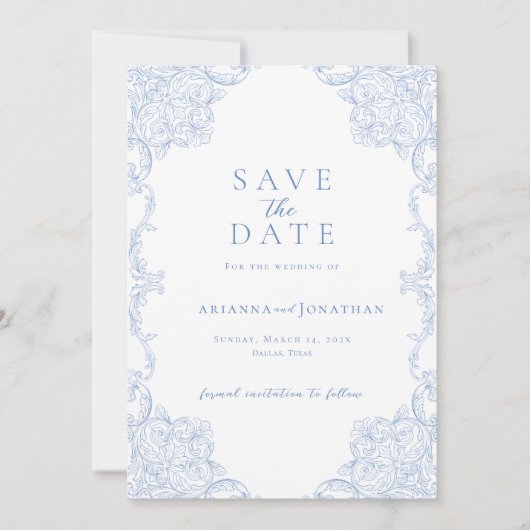 Elegante Victoriaans foto bruiloft Bewaar de datum Save The Date (Voorkant)