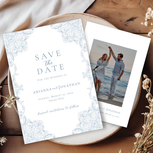 Elegante Victoriaans foto bruiloft Bewaar de datum Save The Date
