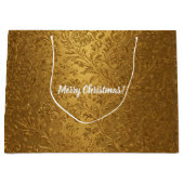 Elegante Victoriaans Gouden Bloemen Kerst Groot Cadeauzakje (Voorkant)