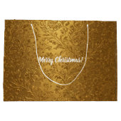 Elegante Victoriaans Gouden Bloemen Kerst Groot Cadeauzakje (Achterkant)