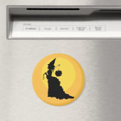Elegante  Victoriaans heks & Moon Halloween Magneet (Insitu (Vaatwasser))