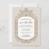 Elegante Victoriaans Ivoor Goud Fotografie Kaart (Voorkant)