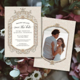 Elegante  Victoriaans Ivoor Goud Fotografie Kaart