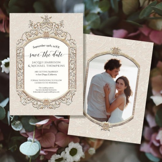 Elegante Victoriaans Ivoor Goud Fotografie Kaart