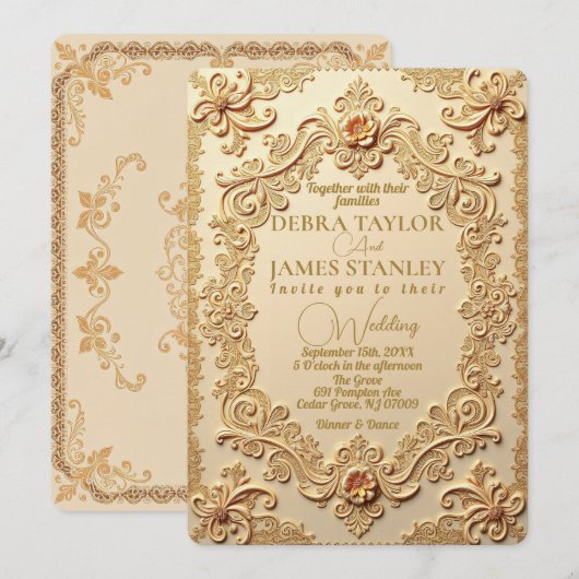 Elegante Victoriaans kant |  gouden bruiloft Kaart (Voorkant / Achterkant)