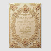 Elegante Victoriaans kant |  gouden bruiloft Vellum Uitnodigingen (Voorkant)