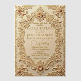 Elegante Victoriaans kant |  gouden bruiloft Vellum Uitnodigingen
