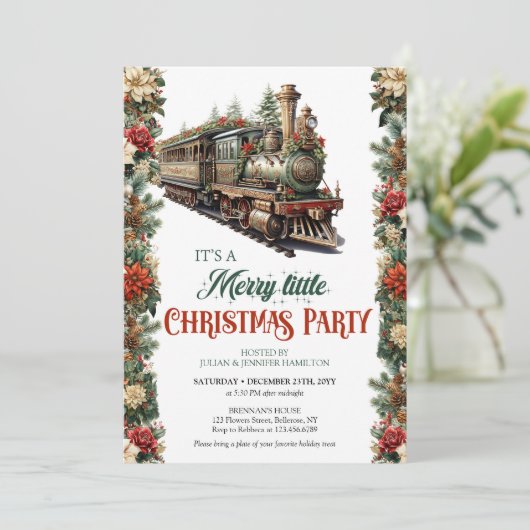 Elegante  Victoriaans kersttrein Kaart (Staand voorkant)