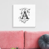 Elegante Victoriaans letter A Monogram Canvas Afdruk (Insitu (Woonkamer))