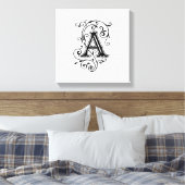 Elegante Victoriaans letter A Monogram Canvas Afdruk (Insitu (Slaapkamer))