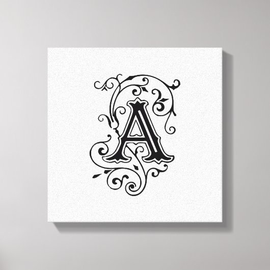 Elegante Victoriaans letter A Monogram Canvas Afdruk (Voorkant)
