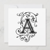 Elegante Victoriaans letter A Monogram Kaart (Voorkant)