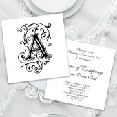 Elegante Victoriaans letter A Monogram Kaart
