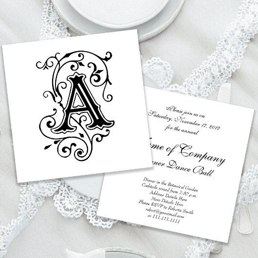 Elegante Victoriaans letter A Monogram Kaart