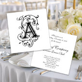 Elegante Victoriaans letter A Monogram Kaart