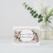 Elegante Victoriaans Lijsten roze en blauwe bloeme Visitekaartje (Staand voorkant)