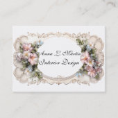 Elegante Victoriaans Lijsten roze en blauwe bloeme Visitekaartje (Voorkant)