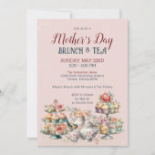 Elegante Victoriaans Moederdag Brunch Tea Party Kaart (Voorkant)