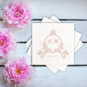 Elegante Victoriaans Monogram Folie Gestempeld ser Servetten