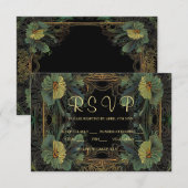 Elegante Victoriaans moody dark botanical RSVP Kaartje (Voorkant / Achterkant)