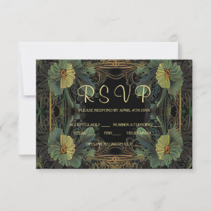 Elegante Victoriaans moody dark botanical RSVP Kaartje