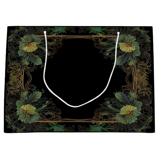 Elegante Victoriaans moody donkergroen goud botani Groot Cadeauzakje (Voorkant)