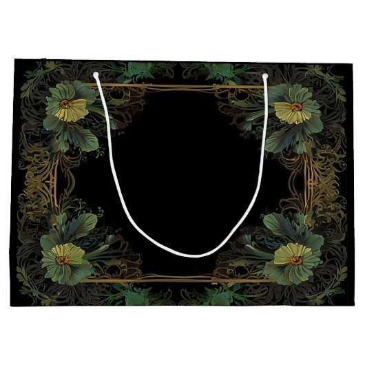 Elegante Victoriaans moody donkergroen goud botani Groot Cadeauzakje (Achterkant)