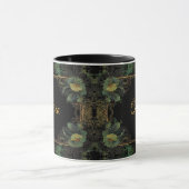 Elegante Victoriaans moody donkergroen goud botani Mok (Midden)