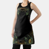 Elegante Victoriaans moody donkergroen goud botani Schort (Insitu)