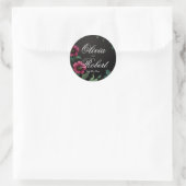 Elegante Victoriaans moody donkergroen roze bloeme Ronde Sticker (Tas)