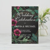 Elegante Victoriaans moody donkerroze bloemenbruil Kaart (Staand voorkant)