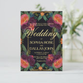 Elegante Victoriaans moody donkerroze magenta bloe Kaart (Staand voorkant)