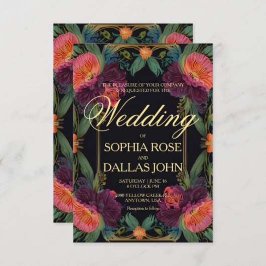 Elegante Victoriaans moody donkerroze magenta bloe Kaart (Voorkant / Achterkant)