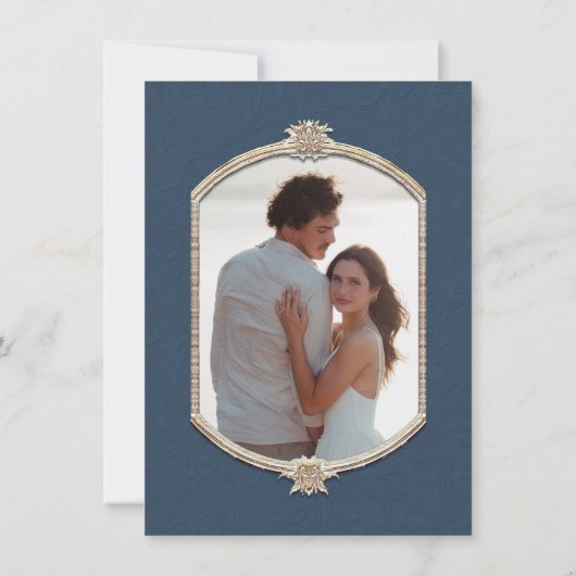 Elegante  Victoriaans Navy en Gouden Fotografie Kaart (Achterkant)