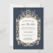 Elegante  Victoriaans Navy en Gouden Fotografie Kaart (Voorkant)