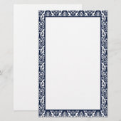 Elegante Victoriaans Navy Lace Damask Pattern Bord Briefpapier (Voorkant / Achterkant)