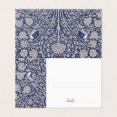 Elegante Victoriaans Navy Wedding Place Card Kaart (Buitenkant ongevouwen)