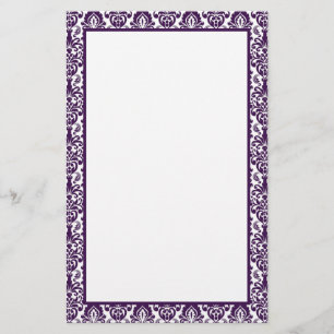 Elegante Victoriaans Paarse kant Damask Print Bord Briefpapier