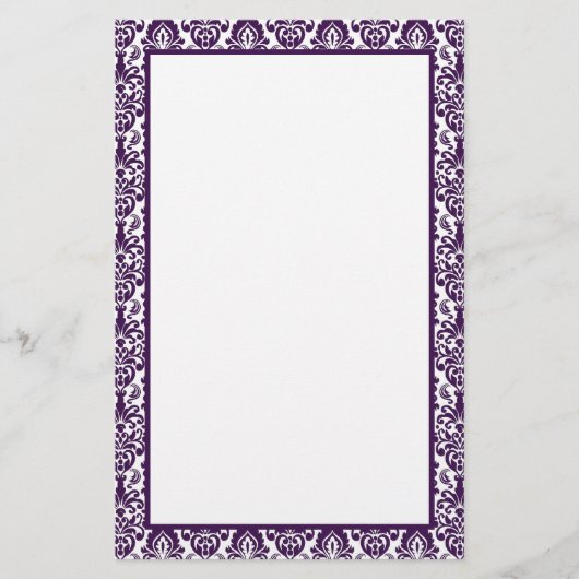 Elegante Victoriaans Paarse kant Damask Print Bord Briefpapier (Voorkant)