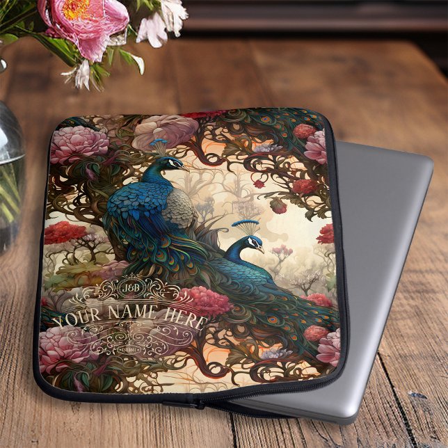 Elegante  Victoriaans Peacocks Bohemian Laptop Sleeve (Creator heeft geüpload)